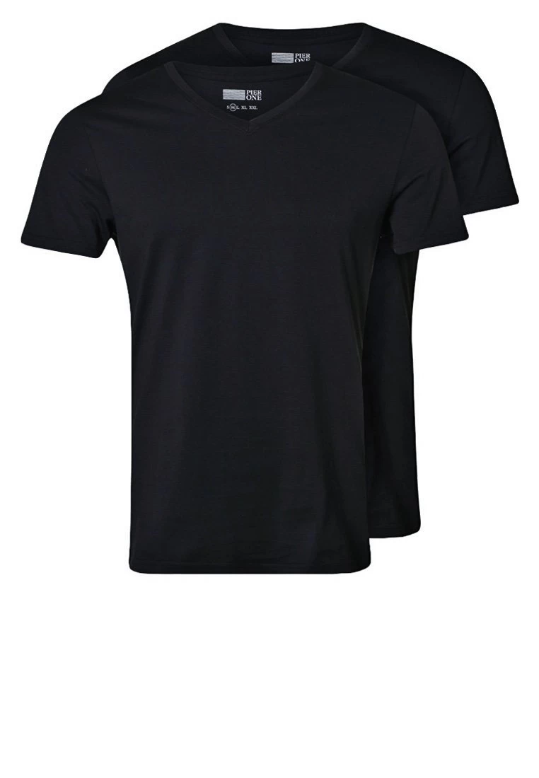 Pier One 2 Pack - T-Shirt Basic - Black 1 Pier One 2 Pack - T-Shirt Basic - Black