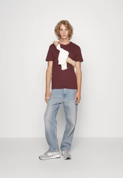 Pier One 5 Pack - T-Shirt Basic - Bordeaux/Light Grey/Brown