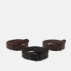 Pier One 3 Pack Unisex - Riem - Black/Brown/Dark Brown