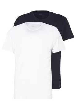 Pier One 2 Pack - T-Shirt Basic - White/Dark Blue
