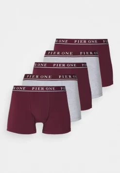 Pier One 5 Pack - Onderbroeken - Bordeaux/Mottled Grey